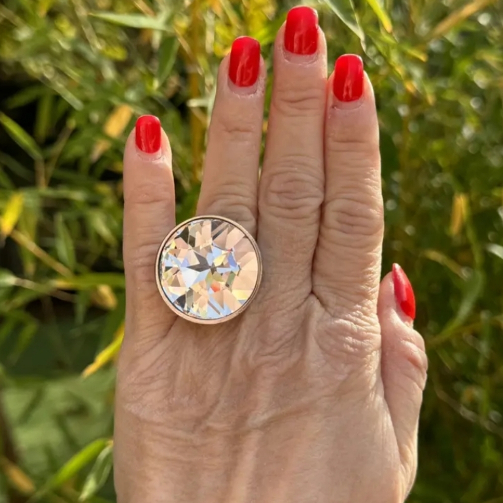DYNBERG KERN OR MERX Elegant Silver Crystal Ring